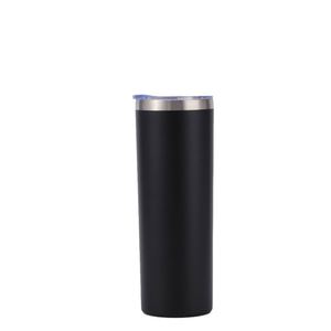Gobelet droit de 20 oz pour sublimation, blanc, en acier inoxydable, fin, vierge, avec paille métallique et couvercle inclus - Product Image 2