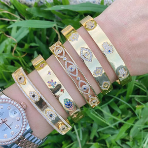 Bracelet en laiton plaqué or pour femmes, bijou fantaisie, en cristal, mauvais yeux, vente en gros, <span class=keywords><strong>2022</strong></span> - Product Image 2
