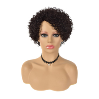 Perruque en cheveux brésiliens naturels pour femmes noires, perruque courte, cheveux crépus bouclés, coupe Pixie, sans Lace Front Wig