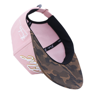 قبعة سناب باك من DAZU بتصميم هيب هوب مخصص مع تطريز ثلاثي الأبعاد وحروف بارزة وحافة بنمط التمويه الوردي وتطريز بلونين - Product Image 2