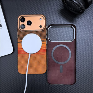 Coque de téléphone à motif transfert d'eau, non magnétique ou magnétique, pour iPhone 17 18 <span class=keywords><strong>Pro</strong></span> Max, texture Kevlar - Product Image 2