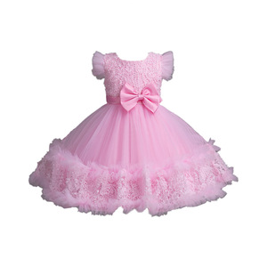 Abito da Principessa per Bambina di 3 Anni, Vestito Estivo Elegante Rosa per Feste, 100% Cotone con Volant - Product Image 5