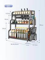 Support de Rangement de Cuisine Multifonctionnel pour Épices, Étagère à Plusieurs Niveaux, Porte-Baguettes et Couteaux en Acier Carbone