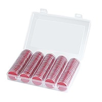 Boîte de 100 capsules pour pièces de monnaie de 30 mm, avec coussinets EVA blancs, étui de rangement pour pièces de monnaie, boîte de rangement en plastique transparent avec logo personnalisé