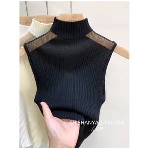 Gilet Casual lavorato a maglia con scollo all'americana senza maniche Top a tubo corto e senza maniche camicia a fondo perfetta - Product Image 6