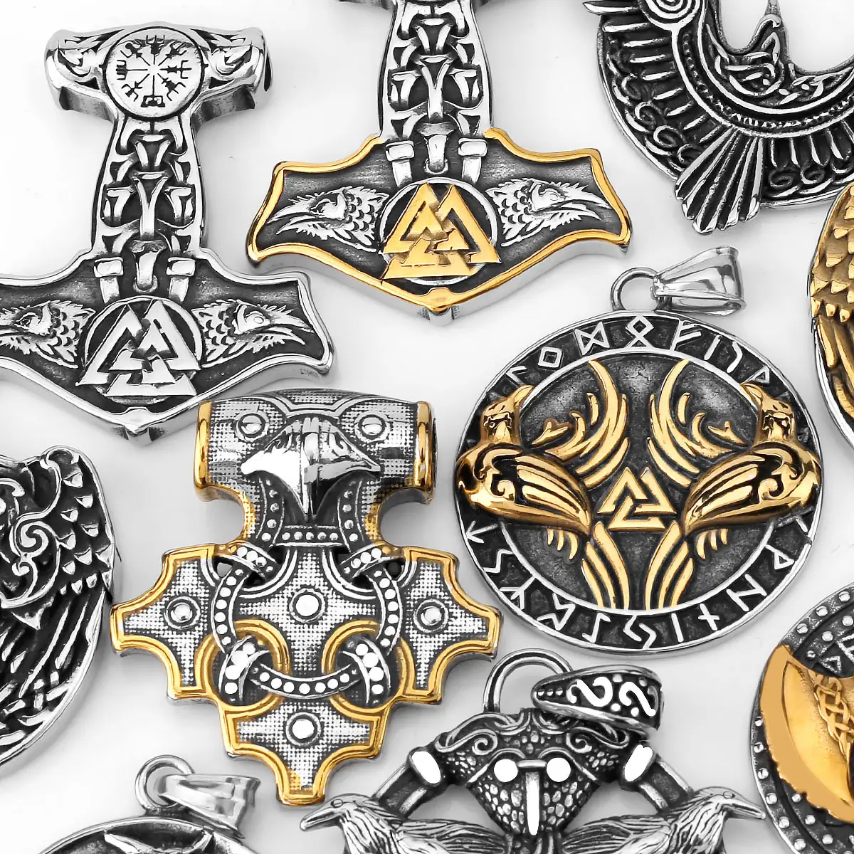 Collar con colgante de acero inoxidable, diseño Original nórdico, Mith, Odín, crow, varias joyas vikingas de moda, venta al por mayor