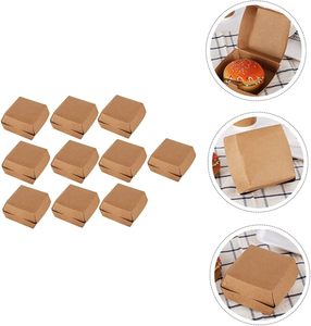 Boîtes à repas en kraft naturel pour pique-niques en plein air, supports alimentaires pour hamburgers, frites et friandises délicieuses pour fêtes, boîte marron - Product Image 4