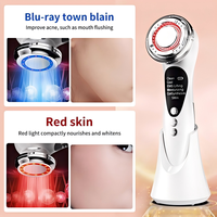 Masseur facial ultrasonique 300 kHz, vibration de la peau, réparation, lissage, soin, refroidissement, chauffage, soin des pores en profondeur, appareil tonifiant 470 nm