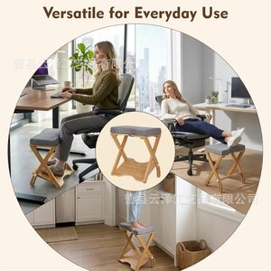 Cross-border wooden footstool, simple wooden <b>adjustable</b> <b>table</b> footstool, double-layer wooden footrest. - Product Image 5