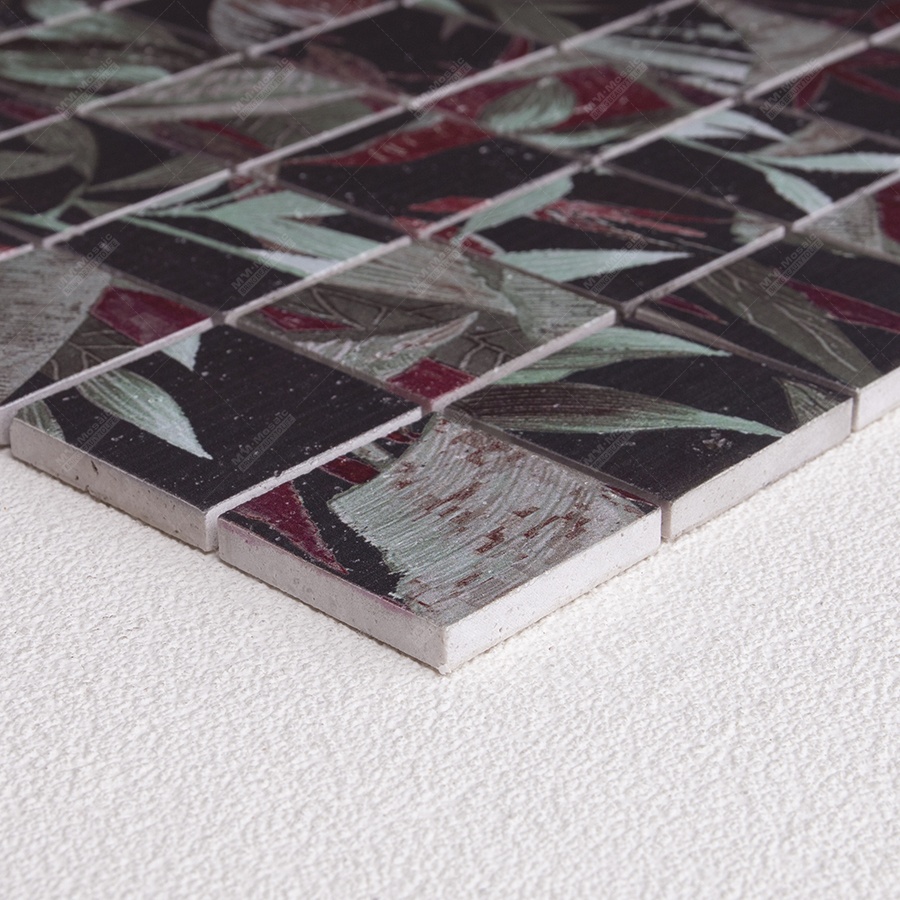 floral mosaic tile bathroom floor