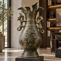 Vase Sculpté en Bronze Antique, Statue Urne Ancienne Faite sur Mesure par Coulée à la Cire Perdue, Art Décoratif Durable pour Hall d'Hôtel, Galerie, Salle de Réception