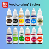 Colorant alimentaire comestible 10g, 12 couleurs, halal, liquide, vente chaude, colorant alimentaire pour la coloration des gâteaux, colorant comestible