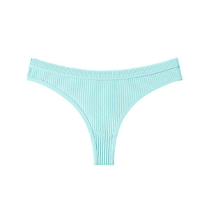 Culotte string côtelée en coton pour femme, couleur unie, grande taille, taille basse, sexy, respirante, pour le sport - Product Image 4