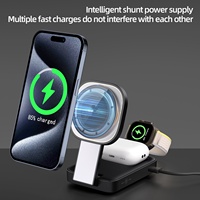 Chargeur sans fil magnétique pliable 3-en-1, support de téléphone pop-up pour iPhone, montre, AirPods - Support magnétique