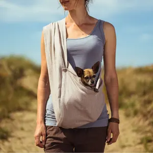 Qiqu Haustier Leinen creme Farbe Sommer Haustier Schlinge Träger für Hunde bis 11 Pfund