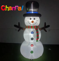 Bonhomme de neige gonflable classique avec chapeau haut-de-forme, bras gonflables, écharpe rayée et lumière LED pour décoration de jardin de Noël