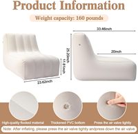 Canapé gonflable en forme de L, fauteuil inclinable, pouf portable en PVC floqué pour usage intérieur