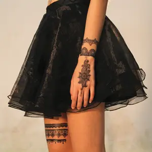YHB性身手纹身贴纸套装黑色蕾丝性感纹身艺术贴纸防水纹身膜电商批发