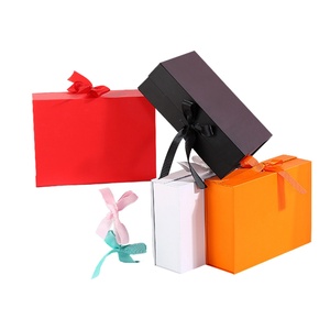 Custom Luxury <b>Magnetic</b> Closure Flip Top Mailer Rigid Cardboard Packaging Magnet <b>Boxes</b> Matte Black Paper <b>Gift</b> Box With Ribbon - Product Image 4