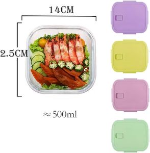 Ensemble de 8 récipients de conservation alimentaire en verre au design moderne, colorés, sans BPA, compatibles micro-ondes, grande capacité - Product Image 3