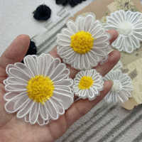 Appliques brodées en organza tissé double couche motif marguerite et tournesol, embellissements DIY, patchs de dentelle tridimensionnels