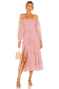 Delle donne di Estate 2021 Chiffon Retro Boho Stampa Floreale del Vestito Casuale Off Spalla Manica Lunga Maxi Vestito - Product Image 2