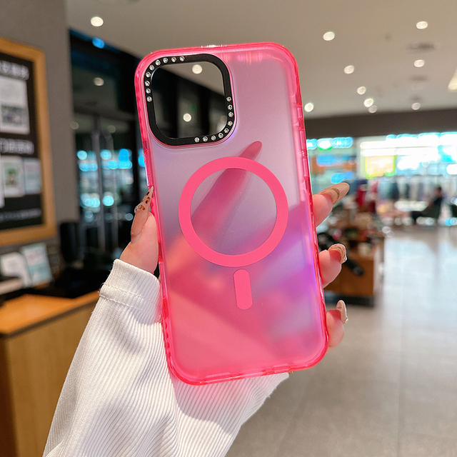 IVYMAX Luxury Magnetic Mobile Phone case Cover for iPhone 11 12 13 14 15 16 Pro Max 16e W/ Diamond Cell Phone Accessories