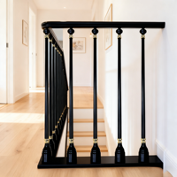 Rampes aluminium-magnésium couleur noir et or à la mode Rampe de pont en aluminium Broche blanche Balustrade d'escalier pour la villa