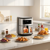 Friteuse à air numérique multifonction en acier inoxydable de 6,5 L, fabriquée sur mesure en Chine, avec prise américaine, pour usage domestique et hôtelier