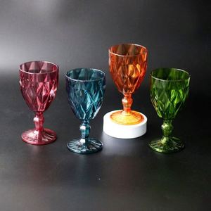 Copas de Vino de Plástico Irrompible Estilo Vintage, Color Azul, Copas de Champán Rómbicas para KTV, Bar, Fiesta - Product Image 4