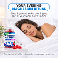Gommes de glycinate de magnésium 400 mg pour hommes et femmes, saveur framboise, bisglycinate pour favoriser le sommeil et la relaxation, sans sucre