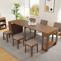 Table à manger extensible et pliable en bois massif avec buffet intégré, design artistique, mobilier de maison pour petits espaces
