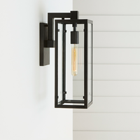 Applique murale extérieure rustique noire en verre de grande taille, éclairage personnalisé pour couloir d'hôtel
