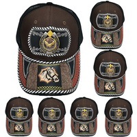 Gorra de camionero personalizable con patrón metálico 3D de herradura, estilo vaquero mexicano, étnico, occidental, de moda, de lona y malla, para exteriores y playa