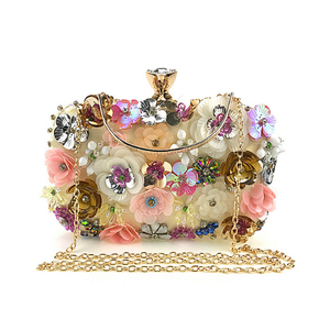 Fashion Flower Pearl Women <strong>Bridal</strong> Wedding Purse Evening <strong>Bag</strong> Popular Designer Rhinestone Luxury Female Chain <strong>Clutch</strong> Evening <strong>Bag</strong> - Product Image 1