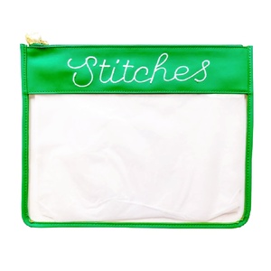 特注プロジェクトバッグブロックカラートリムジッパーポーチ付き針先刺繍用大きなステッチクリアジッパーポーチ - Product Image 3