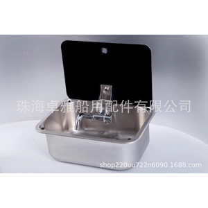 Évier en acier inoxydable GR-566A avec couvercle en verre trempé 380*280*136 mm pour camping-cars et yachts, usage maritime - Product Image 4