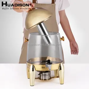 Huadison-Equipo de catering de acero inoxidable, 12 litros, dubai, restaurante de comida, dispensador de zumo frío y caliente único, dorado