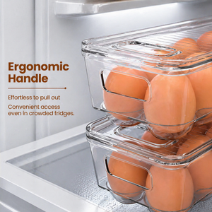Lot de 2 supports à œufs empilables transparents en PP avec couvercle et poignée pour réfrigérateur – Organisation écologique pour la cuisine et le garde-manger - Product Image 1