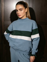 Sweat-shirt à col montant à manches longues pour femmes et adolescentes, coupe oversize et courte, style urbain, collection hiver 2026