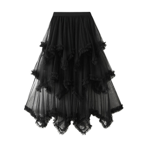 Irregular chiffon <b>skirt</b> for women, sweet high waisted A-line <b>skirt</b>, <b>mesh</b> fashionable half <b>skirt</b> for women - Product Image 1