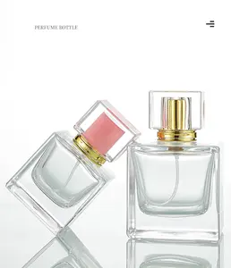 Square Glass Perfume Bottles: Crystal, Fine Atomizer, Stylish Lid, Enhanced, 30ml, 50ml, 100ml