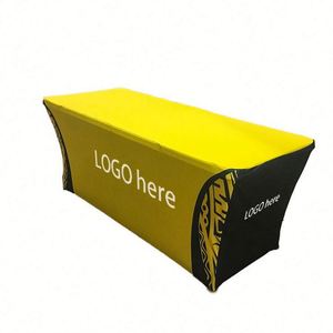Custom Table Polyester Stretch <b>Tablecloths</b> Top Cover for Advertising 6ft/8ft <b>Rectangle</b> Trade Show Event Logo Anti-Wrinkle - Product Image 1
