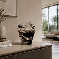 Tête de Cobra en Bronze Coulé Artisanal - Texture Écaille de Diamant, Pièce Personnalisable de Qualité Muséale, Sculpture en Bronze