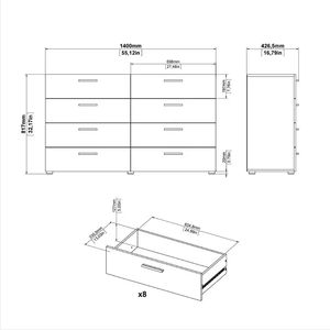 Caldo moderno in legno bianco <span class=keywords><strong>8</strong></span> cassetti cassettone nero cassettiera di armadi per la stanza - Product Image 4