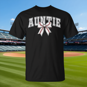 Camiseta con lazo Coquette de Baseball Auntie, regalo para el día del juego y el día de la madre - Product Image 3