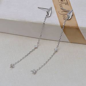 Boucles d'oreilles en argent S925 avec diamants pour femmes, bijoux en perles de 6 à 10 mm avec plateau vide, accessoires faits à la main pour bricolage 4977 - Product Image 3