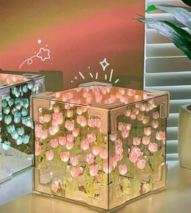 Caja de Tulipanes Romántica, Lámpara Nocturna LED Hecha a Mano, Paquete de Materiales para DIY, Cubo Mágico de Tulipanes, Lámpara de Mesa - Product Image 1