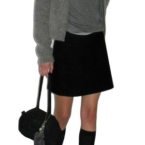 Jupe mi-longue en velours fin noir, nouvelle collection printemps-été, Dongdaemun, Corée du Sud - Product Image 1