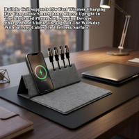 Alas Meja Mouse Pad Pengisi Daya Nirkabel Magnetik Multifungsi 4 in 1 Custom Qi 15W dengan Pengisi Daya Nirkabel
